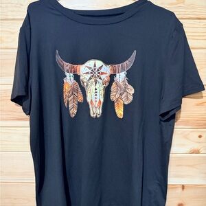 Black Bull Skull Graphic Tee